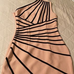 Naku One Shoulder Slit Midi Bandage Dress - Pink